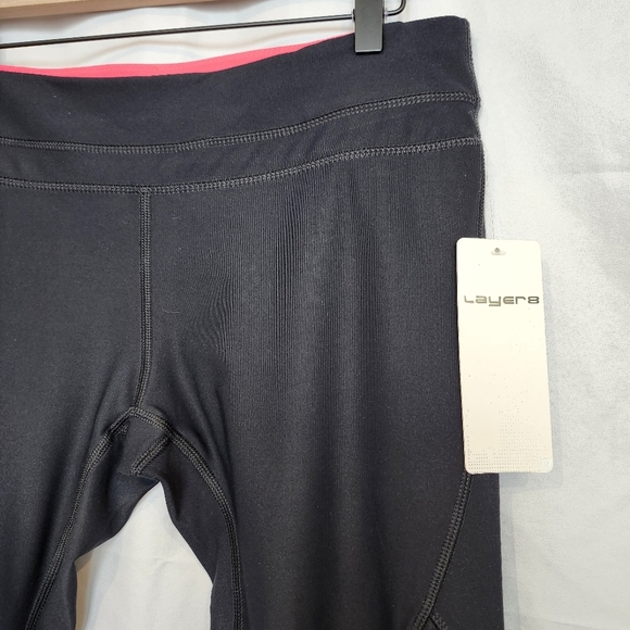 Layer8 NWT Women's Performance Legging Size L Black Compression Workout Yoga Run - Picture 2 of 10